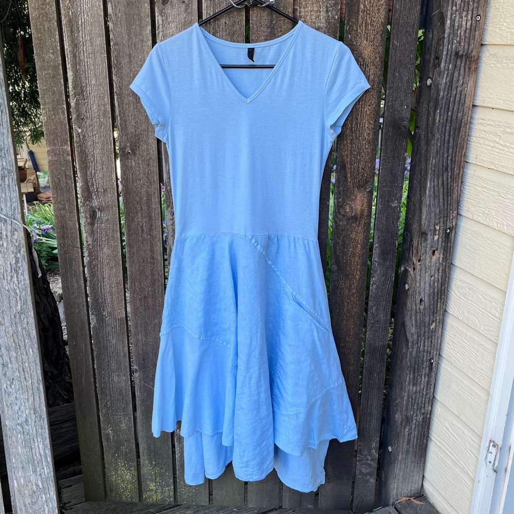 Inizio Linen Cotton Light Blue Dress Sz S